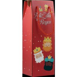 Bismark 333603 Caja con Asa Botellero Efecto Madera Reyes Magos Colores Surtidos (13x36x10 cm)