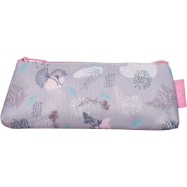 Herlitz Estuche Blando Faulenzer Trapeze Delicate Gingko, Poliéster Rosa/Púrpura Estampado, para Chica con Cremallera