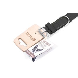 Gloria Oasis Collar de Piel Nobuk para Perro Negro 35 cm x 12 mm, Diseño Doble Capa y Costura Reforzada de Gran Duración