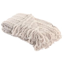 DKD Home Decor 2c25 Manta de Sofá de Punto Chenilla Poliéster Beige 170x130cm 360gsm Pack 2 Unidades