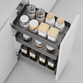 Emuca Carro extraíble Harmony con cierre suave, Módulo ancho 400mm alto 800mm, Acero y Madera, Gris antracita