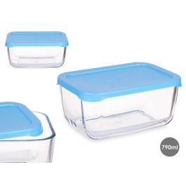 Fiambrera Snow Box Azul 790 ml Pasabahce - Vidrio y Plástico, 16.3x7.4x11.4 cm (12 Unidades)