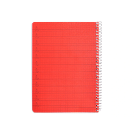 Liderpapel Cuaderno Espiral A5 Pautaguía Tapa Plástico 80 Hojas 90gr Cuadro Pautado 4mm con Margen Color Rojo