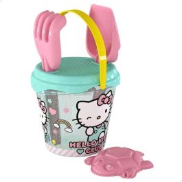 Color Baby Cubo de Playa Hello Kitty Diámetro 14 cm con Pala, Rastrillo y 3 Moldes