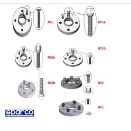 Sparco S051STB402 Separadores Rueda Semiespecíficos 4x108 | Buje 65.0 | Tornillo M12x1.25 | Grosor 25 mm | Tipo M5 | Kit 2 piezas