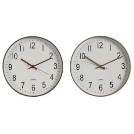 Reloj Pared Basicos DKD Home Decor Natural Blanco 4 x 30 x 30 cm (2 Unidades)