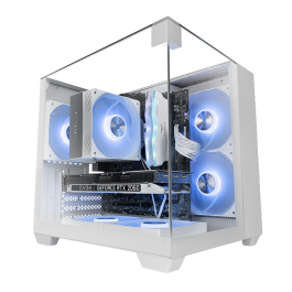 Mars Gaming Caja MicroATX MCVISIONMW Blanca con Triple Cristal Templado