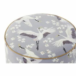 DKD Home Decor Reposapiés Oriental Verde Azul Poliéster/Madera 35x35x35 cm (2 Unidades) Hecho a Mano