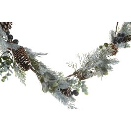 DKD Home Decor Guirnalda de Navidad Alpina de PVC con 40 Leds, 150 cm, Colores Verde y Lila (2 Unidades), con 3 Pilas AA
