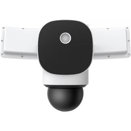 EUFY Floodlight E340 Cámara de Seguridad Exterior con Cable, Giro 360°, Doble Cámara, 2000 Lúmenes, Visión Nocturna, Activada por Movimiento, Wi-Fi
