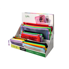 Liderpapel Bolsa Zipper Bag Multiusos Expositor 40 Unidades Poliéster Transpirable Tamaños y Colores