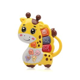 KioKids Jirafa Musical Piano Educativo, Primer Instrumento de Juguete para Bebés +6 Meses, Portátil con Asa, Color Amarillo