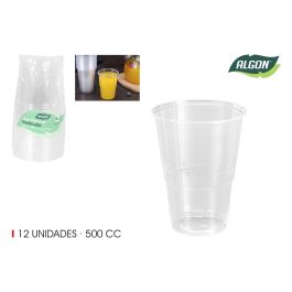 Algon Set de 12 Vasos Transparentes de 500 ml (18 Unidades)