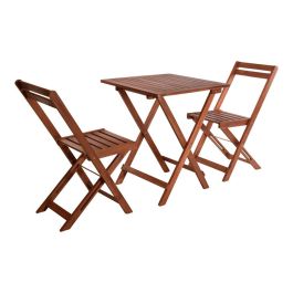 Set de mesa y dos sillas plegables de madera de acacia natural para interior/exterior - Mesa 60x60x72cm, sillas 40x40x80cm Precio: 182.68999991. SKU: S7910383