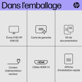 HP V24i G5 Monitor FHD de 23.8 Pulgadas (60.5 cm), Pantalla Nítida para Productividad Diaria en Oficina y Estudio, Diseño Elegante