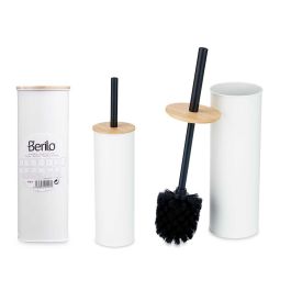 Berilo Escobillero de Metal y Bambú Blanco 9.5x27.2x9.5 cm (6 Unidades) Precio: 27.89000027. SKU: B1FDD22A3C
