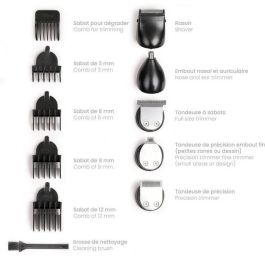 Livoo DOS187 Set recortador multifunción 3,7W 90 min con 5 cabezales, 5 peines y base de almacenamiento Negro/Azul