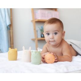 KioKids Juego 4 Animalitos Baño Antimoho y Desmontables PVC/Trigo Suaves, Fácil Limpieza, Multicolor para Bebés +3 Meses