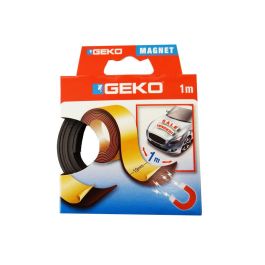 Geko Cinta adhesiva magnética 1m x 19mm, Negro, Resistente a la intemperie, para comercios y almacenes