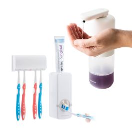 Pack Dispensador de Pasta Dental con Soporte para Cepillos y Dispensador de Jabón Líquido Automático Recargable InnovaGoods Precio: 29.8991. SKU: B17BP85DRK