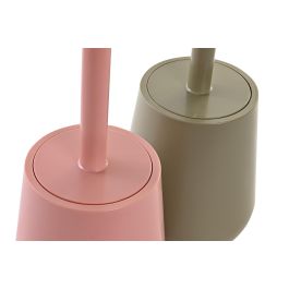 DKD Home Decor Escobillero Basicos para Baño, Ps Mate, 12x12x34.5 cm - Pack de 2 Unidades, Colores Surtidos Melocotón y Verde