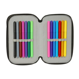 SAFTA Plumier Dragon Ball Triple 37 Piezas con Goma, Lápiz, Bolígrafos, Rotuladores y Colorines