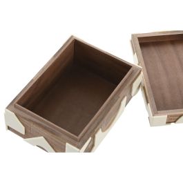 Joyero Moderno DKD Home Decor Natural Negro 13 x 7.5 x 18 cm Set de 2