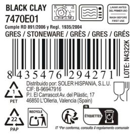 La Mediterranea Plato Hondo Black Clay Ø18,7x5,2 cm (12 Unidades)