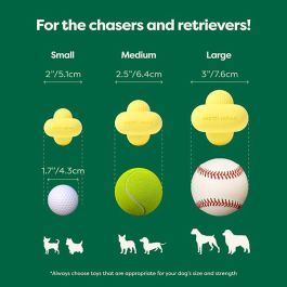 Earth Rated Juguete Fetch para Perro, Tamaño S, Amarillo. Caucho natural que flota, con rebote impredecible. Ideal para perros hasta 7kg.