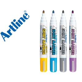 Artline Rotulador EKT-2 para Camisetas Punta Redonda 2 mm Colores Surtidos (Amarillo, Gris, Celeste, Violeta) - Caja de 4 Unidades Precio: 10.50000006. SKU: B13FNLSKXF