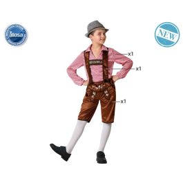 Disfraz Alemán Marrón para Niño de 7 a 9 Años, con Camisa, Pantalón y Tirantes. Perfecto para Fiestas de Carnaval y Cumpleaños