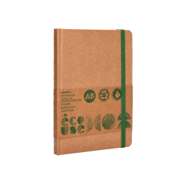 Liderpapel Libreta Ecouse A5 Reciclada 96 Hojas 70gr Rayado Horizontal con Gomilla y Marca Páginas