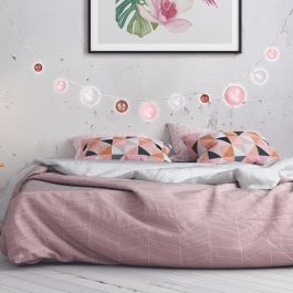 Home Deco Light Guirnalda Luz 10 Led Rosa, Bolas Variadas D.4-10cm, Decoración Hogar