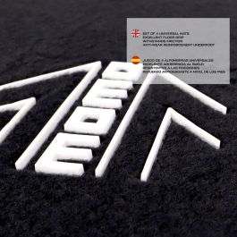 Momo MOMLCM015BW Set de 4 Alfombrillas Universales para Coche Negro-Blanco Poliéster PVC Reforzadas Antideslizantes Resistentes Momo MOMLCM015BW Set de 4 Alfombrillas Universales para Coche Negro-Blanco Poliéster PVC Reforzadas Antideslizantes Resistentes