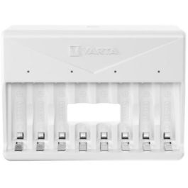 Varta 57659 101 401 Cargador de pilas recargables, Multi, NiMH, 8 baterías, para pilas AA y AAA, protección cortocircuito, blanco