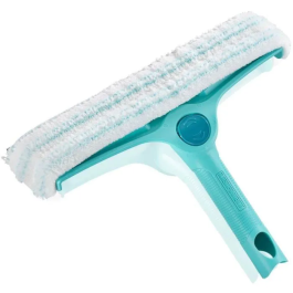 Leifheit Limpiacristales 51320 4 en 1 con Vellón de Microfibra, Escobilla de Goma para Ventanas de 32 cm con Función de Limpieza de Marcos Patentada