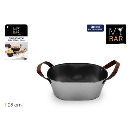 Inde Cubo de Metal Rectangular con Asas de Piel Gris 28 cm - My Bar (12 Unidades) Precio: 32.88999978. SKU: B123LK458F