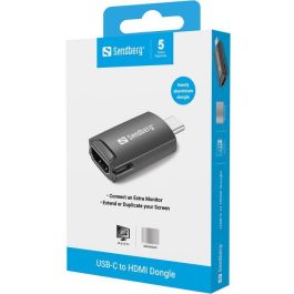 Sandberg Dongle USB-C a HDMI para Conectar Segundo Monitor, TV o Proyector al Ordenador