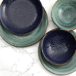 SUMMA Plato Llano MOON BLUE 25 cm - Vitro Porcelana para Vajilla, Apto Lavavajillas y Microondas (Set de 6)