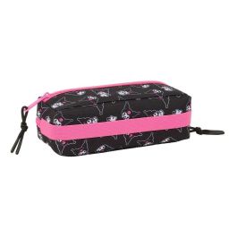Safta Estuche Portatodo Escolar Kuromi Triple Compartimento 3 Cremalleras con Goma Elástica - Pequeño 22 cm | 85x60x220 mm