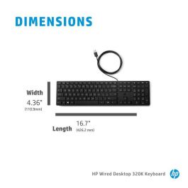 HP 320K Teclado con Cable USB para Escritorio | Cómodo, Fiable y Diseñado para Productividad Profesional Óptima