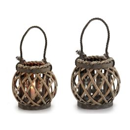 Giftdecor Portavelas Redondo Gris Vidrio y Mimbre con Asa 16 cm alto x 21 cm ancho x 17 cm largo (Set de 12) Precio: 62.2182. SKU: B1FY5DMPZA