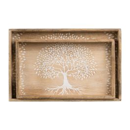 S/2 Bandejas Blanco-Natural 43,50 X 27 X 5 cm