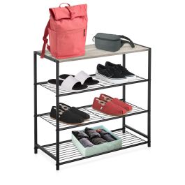 Confortime Estanteria 4 Niveles Metal-Madera Negra 32 x 65 x 8 cm