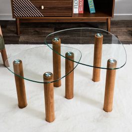 Juego De 2 Mesas Nido Irre. Vidrio Home Deco Factory