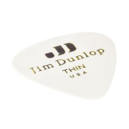 Dunlop Púas Genuine Celluloid Blanco Thin - Pack de 12 Unidades