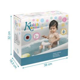 KioKids Asiento de Bañera Deluxe con detector de calor, acolchado, 5 ventosas para fijación segura, Blanco, bebés +12 meses