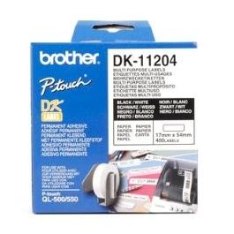 Brother Etiquetas Multiusos/Devolución DK Troqueladas - 17mm x 54mm - 400 etiquetas por rollo para aplicaciones de envío y administración Precio: 7.99000026. SKU: S0201272