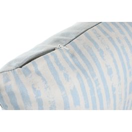 DKD Home Decor Cojín Decorativo Mediterráneo Colección Sea Breeze Rayas Blanco Azul Poliéster 45x45x15 cm con Cremallera