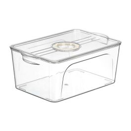 Kinvara Organizador de nevera con tapa, grande, de plástico PET/PP, blanco/transparente, 30x12.5x19.2 cm (Set de 12)